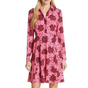 Kate Spade Bubble Dot Smocked Shirt Dress Sz 8 Rhubarb Jam